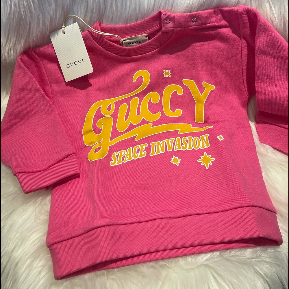 GUCCI infants pink sweatshirt UFO Space invasion